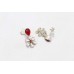 Dangle women's earrings 925 sterling silver Red onyx & Crystal stones B28